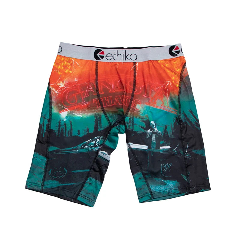 ETHIKA 1Pcs Men Underwear Boxers Breathable Mesh Crotch Man Underpants Plus Size L-3XL Mens Panties Printed Men's Boxers Briefs