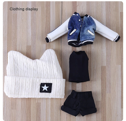 ICY DBS Blyth Doll Pleated Skirt Leather Jacket Hat Set Anime Girl jiontBody 1/6 BJD
