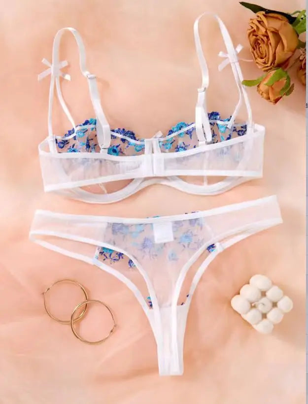 Women's Floral Embroidered Bra & Panty Set