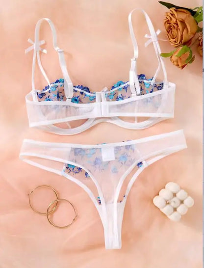 Women's Floral Embroidered Bra & Panty Set