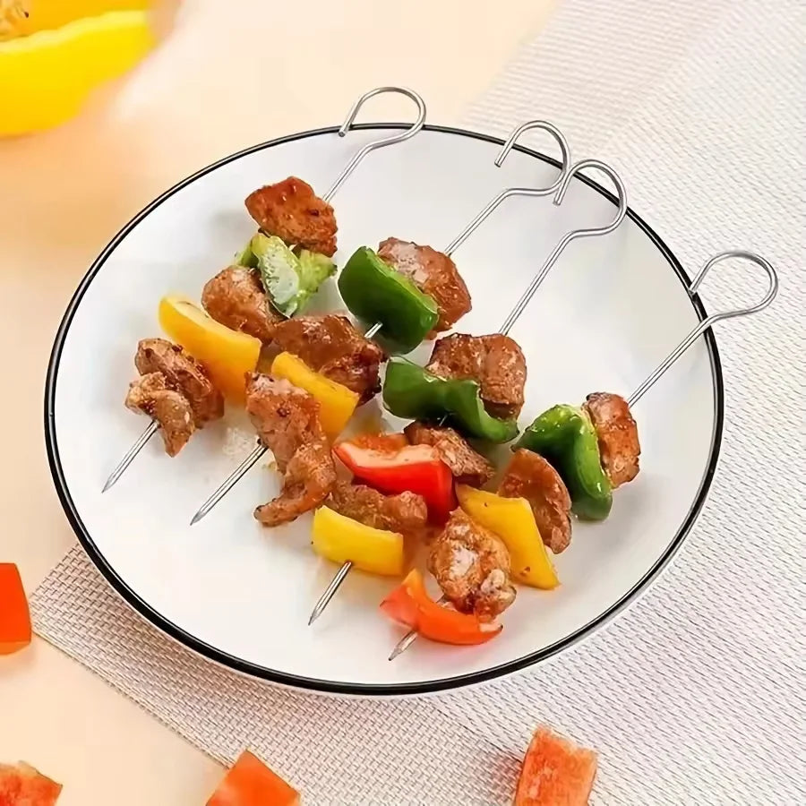20cm/7.87in Air Fryer Square Grill Stainless Steel, with 4 Barbecue Skewers Grill, Air Fryer Accessories, Cooking Rack, Kitchen