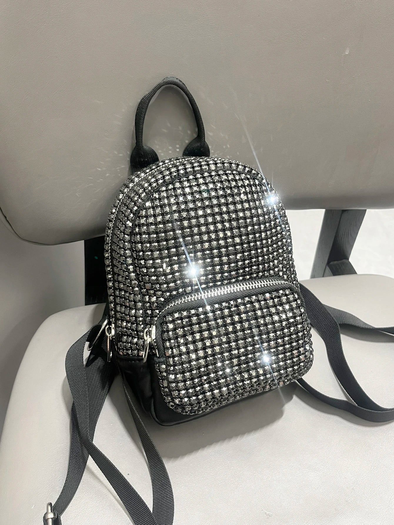 Women's Crystal Rhinestone Metallic Backpack – Mini Size, 4 Colors - TRYSHOPPY