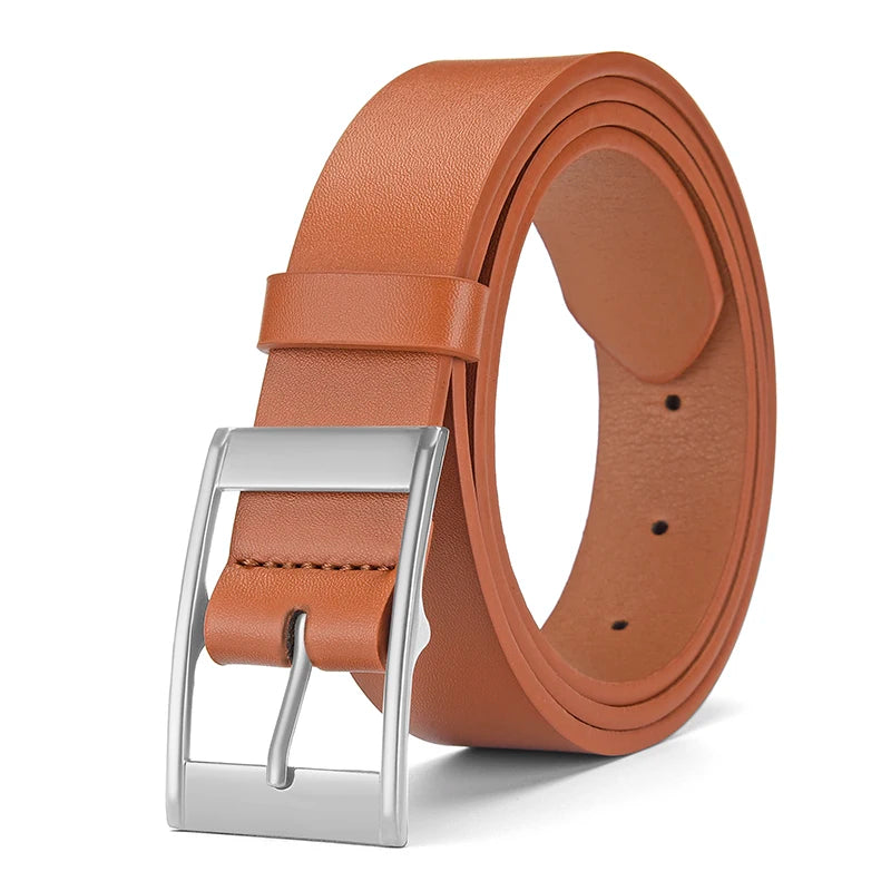 New men's luxury belt PU leather belt metal pin buckle high-quality well-known brand designer belt jeans men's belt