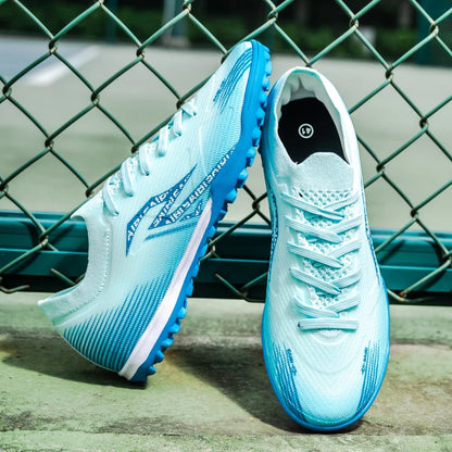 Men TF Turf Soccer Shoes Breathable PU Upper Anti‑Slip Rubber Outsole Light Footwear For Artificial Grass Training