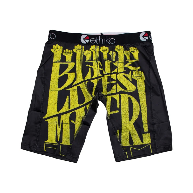 ETHIKA 1Pcs Men Underwear Boxers Breathable Mesh Crotch Man Underpants Plus Size L-3XL Mens Panties Printed Men's Boxers Briefs