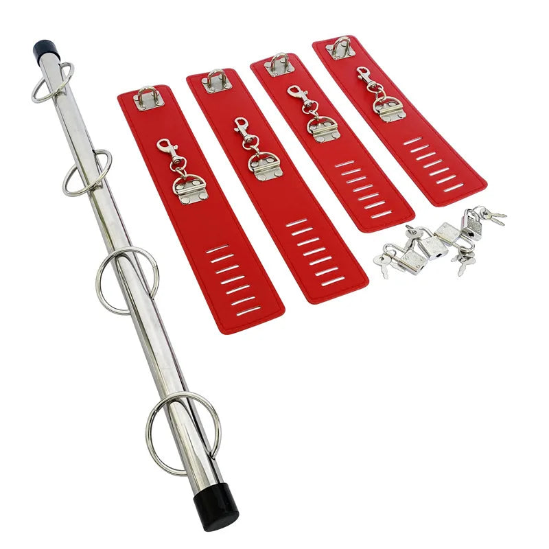 BDSM Bondage Set Stainless Steel Sex Slave Handcuffs Ankle Cuffs Fetish Restraints Sex Toys for Couples