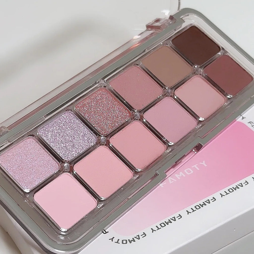 12-Color Low Saturation Matte Eyeshadow Palette Tea Apricot Earth Tones Long Lasting All-Matte Eye Makeup for Daily Use