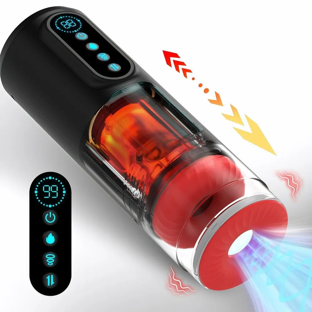Automatic Sucking Male Masturbator Heating Thrusting Vibrators LCD Display Pocket Pussy Stroker Blowiob Adult Sex Toys for Men