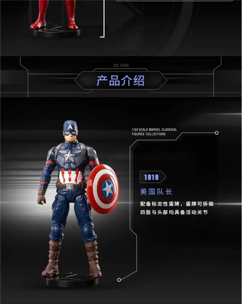 ZD Toys Avengers Legends Iron Man Spider Man Thor Captain America Thanos Hulk War Machine Action Figures Gif