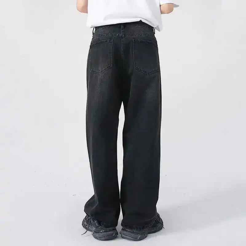 IEFB Men's Jeans New Korean Personality Straight Wide Leg Denim Pants Fashion Autumn Spring Vintage Male Trousers 9A5577