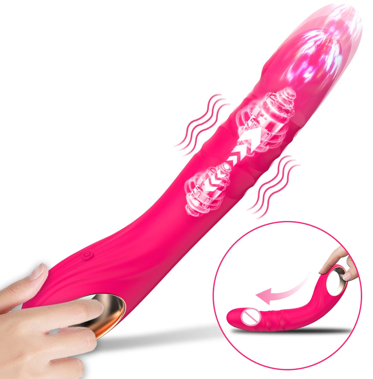 Dildo Retractable Vibrator For Women 10 Modes Soft Silicone G Spot Clitoral Anal Stimulation Massager Masturbation Sex Toys