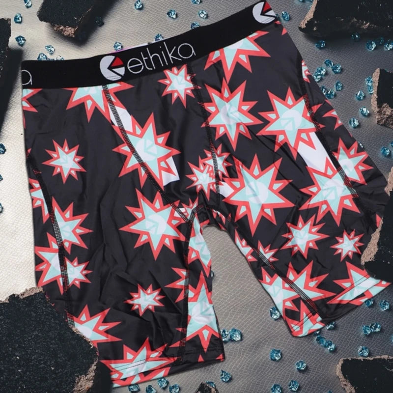 ETHIKA 1Pcs Men Underwear Boxers Breathable Mesh Crotch Man Underpants Plus Size Mens Panties L-3XL Printed Men's Boxers Briefs