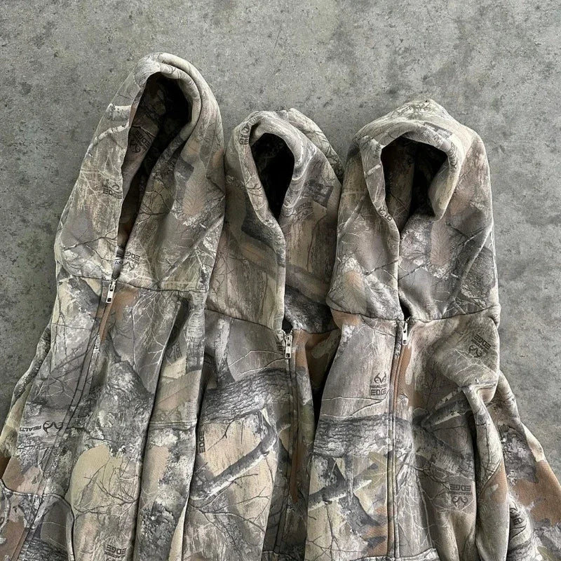 Men's Y2K Camouflage Zip-Up Hoodie