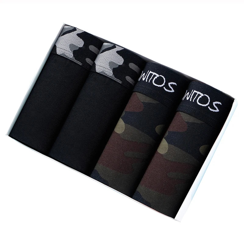 4pcs Cotton Boxers For Man Underwear Sexy Print Men's Panties Plus Size Brands Camouflage Mens Underpants Shorts