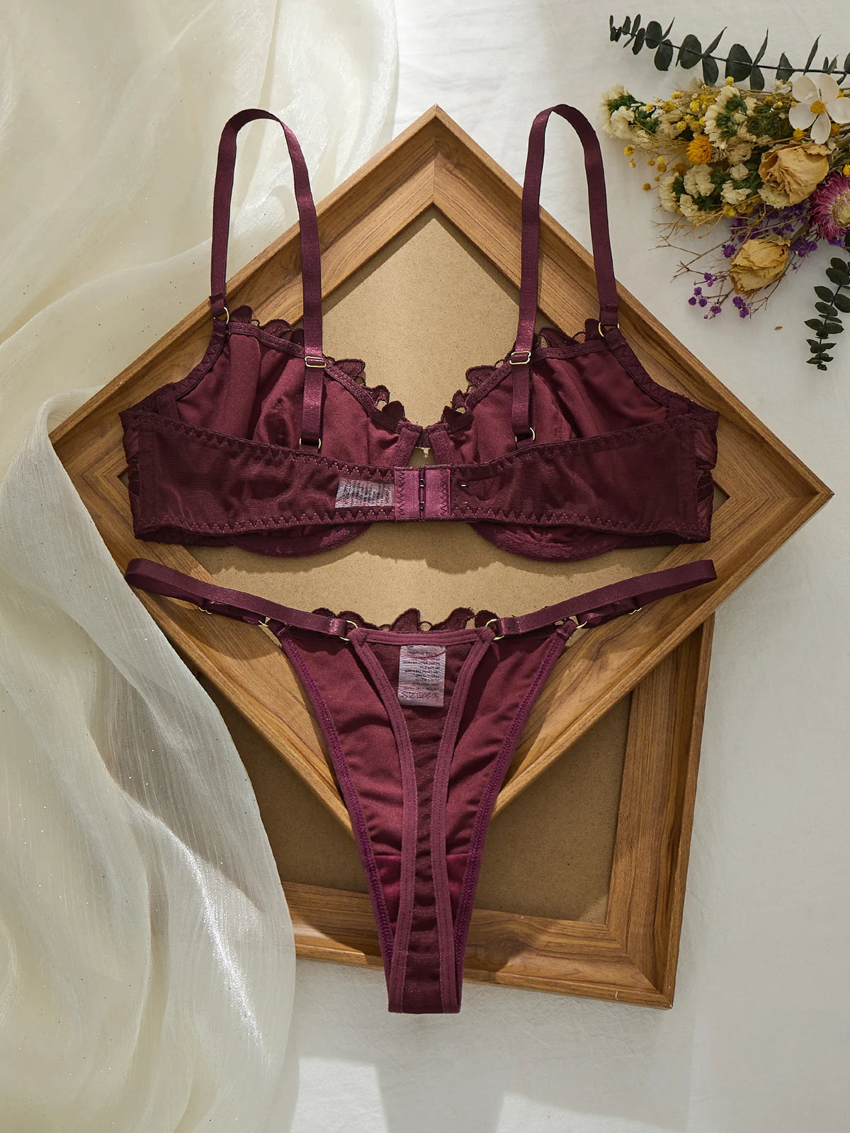 Women's Brown Color-Block Bra Set