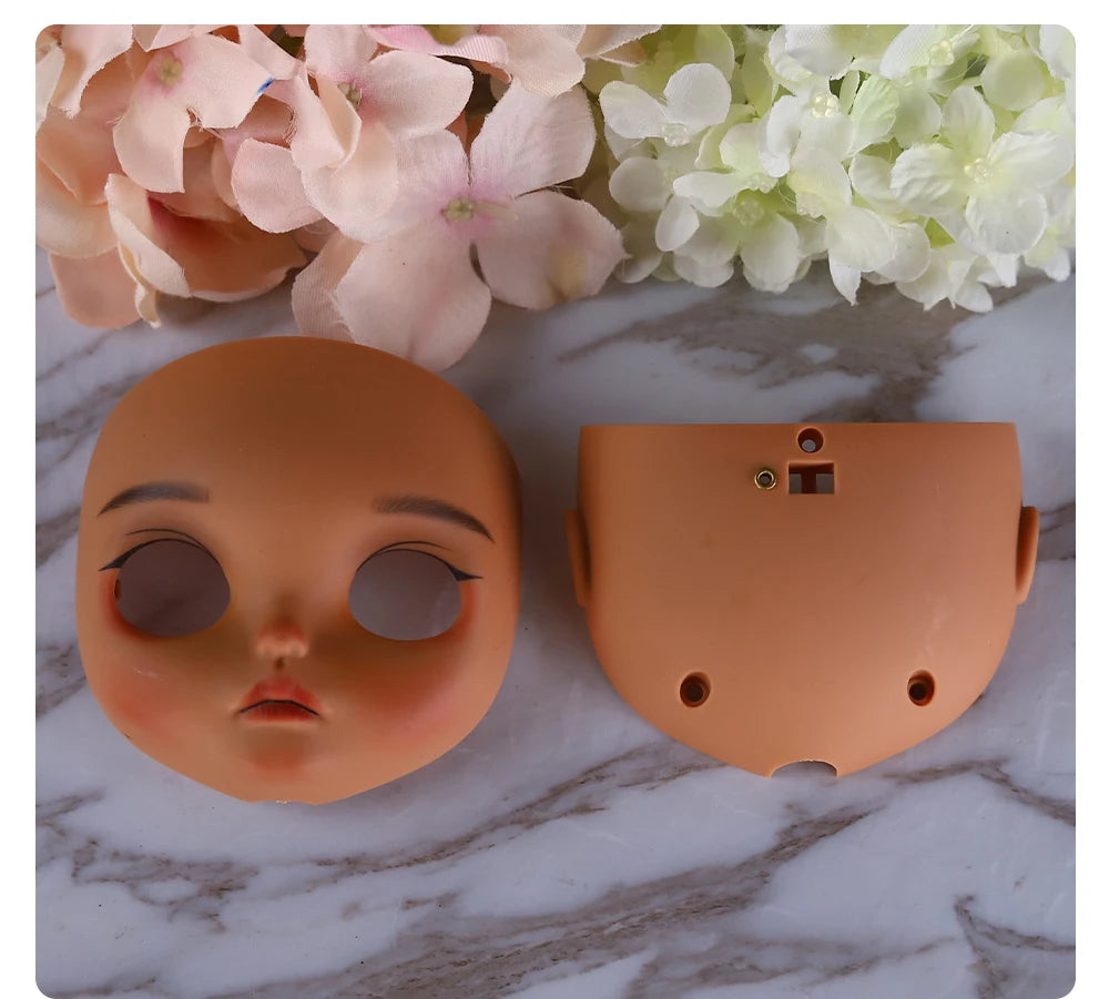 Blyth1/6 doll Hand-painted shell DIY makeup lip carving eyebrows handmade Ears