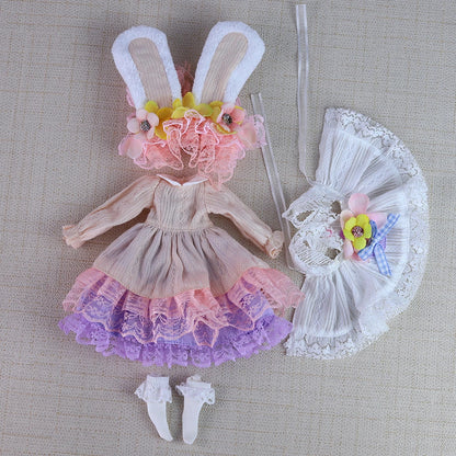 ICY DBS Blyth Plush Costume Girl BJD Animation Toys Cute Rabbit Set Girl Gift