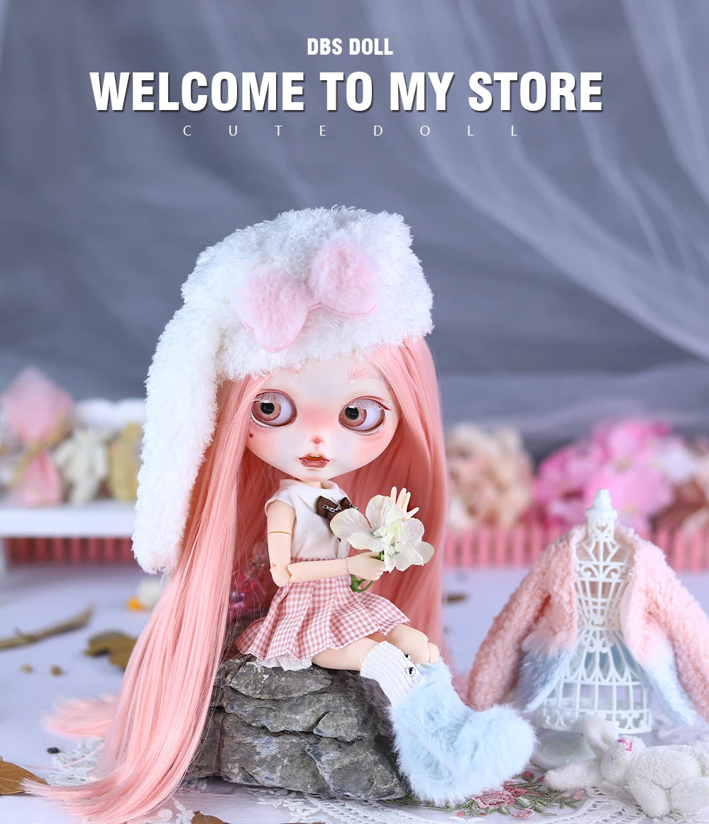 ICY DBS Blyth 1/6 Doll Hand Painted Set Cute Bunny Frosted Face Doll Set SD