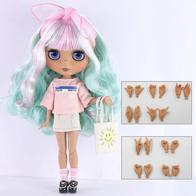 ICY DBS Blyth doll 1/6 bjd joint body doll black skin including clothes shoes casual with 30cm toy gift
