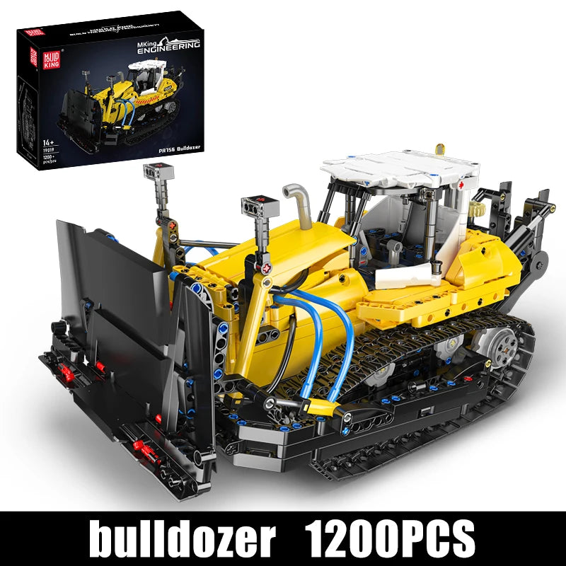 Mould King Technik Bulldozer Construction Kit, 19019 PR756 Bulldozer Model with Pneumatics, Toy Bulldozer