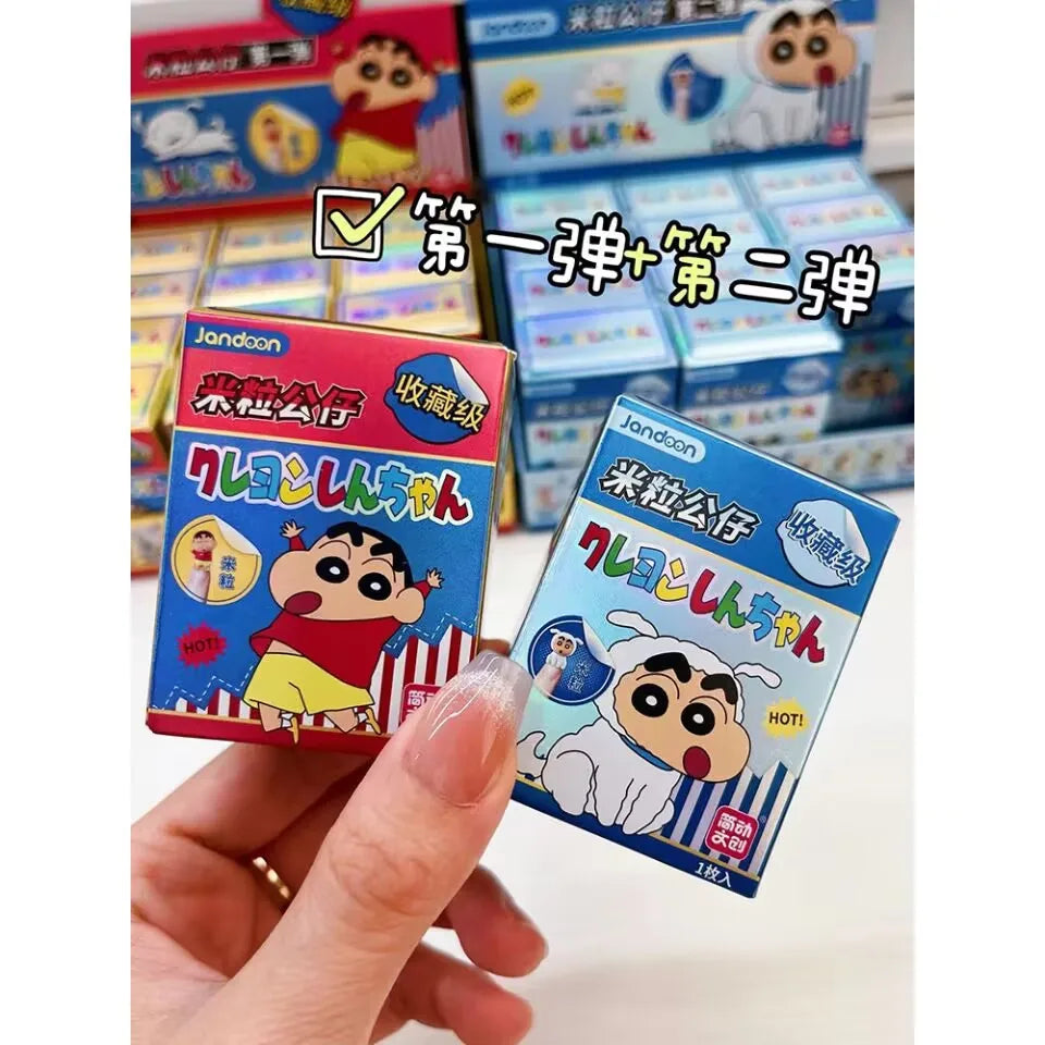 Original JANDOOM Crayon Shin-chan Blind box Shin chan Anime Figure Rice grain Doll Mini Figure Cute Cartoon Model Kids Toys Gift