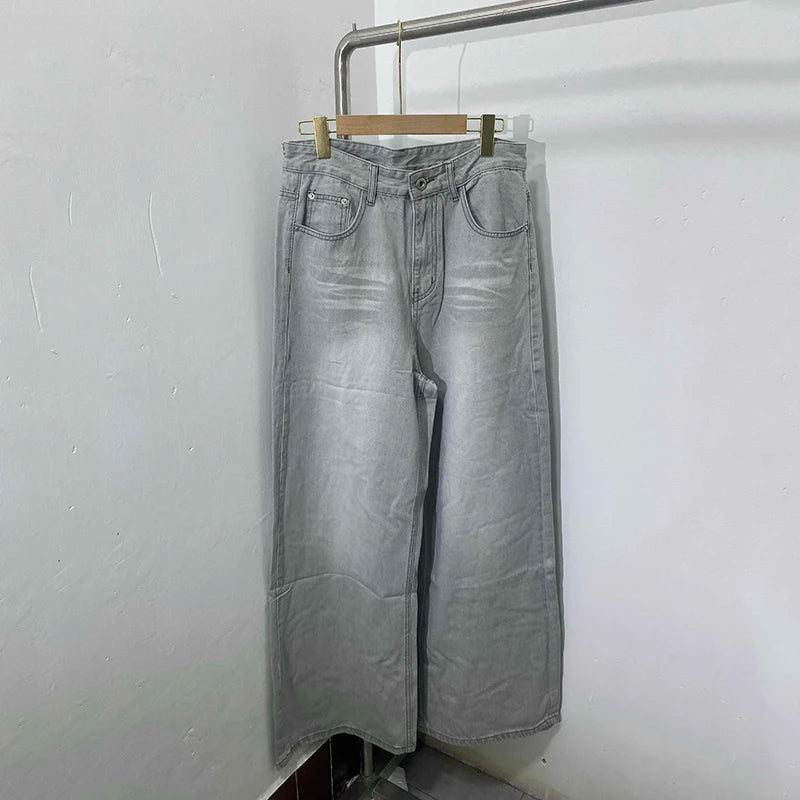 IEFB Straight Male Jeans Vintage Men's Denim Pants Tie-dyed Design Wide Leg Trousers Spring New Stylish Men Clothing 9C4276