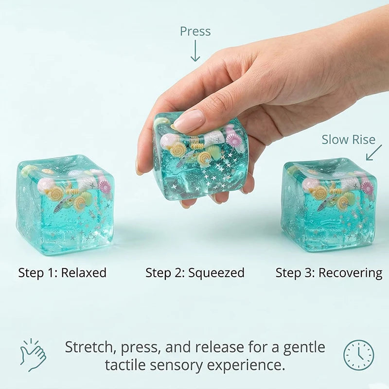 Ocean Shells Squishy Stress Balls Fidget Toy Super Soft Transparent Star Maltose Cubes Squeeze Fidget Toy Adult Stress Relief
