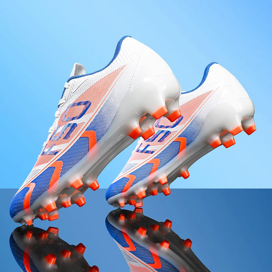 Unisex Adult AG FG Soccer Shoes PU Breath Fabric Hard TPU Long Stud Anti-slip Wearproof Natural Grass Daily Training Sneakers
