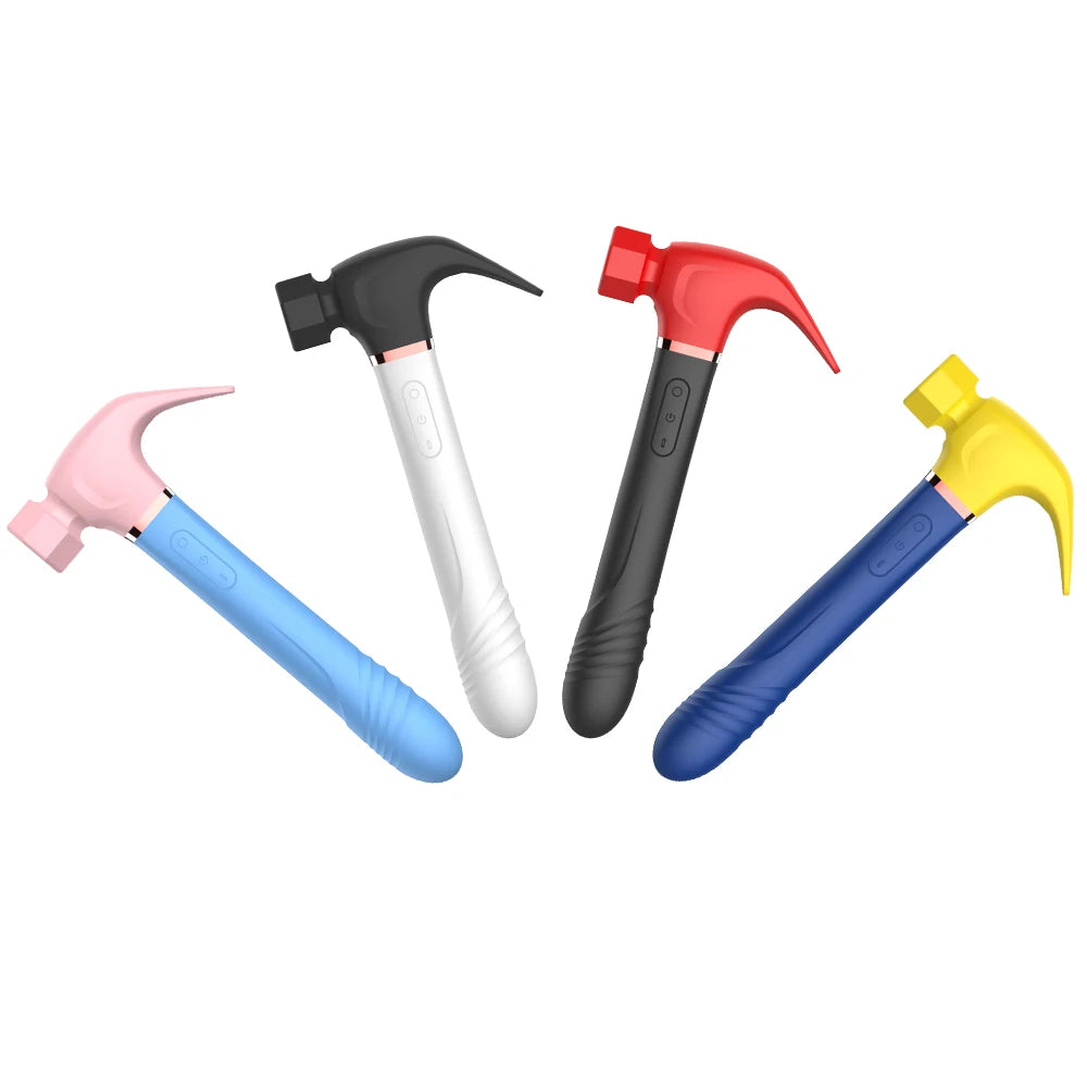 Women G Spot Vibrator 4 In 1 Magic Wand 7-Frequency Sucking Hammer Shape Rechargeable Sucker Vibration Sex Toy For Couple Adults