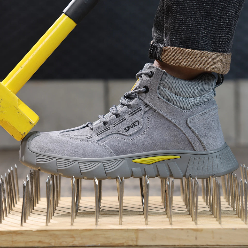 GUYISA Men's Anti-Shock and Anti-Penetration Work Shoes with Rubber Soles