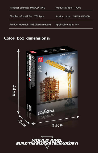 Mould King 17096 Technical Truck Toys The RC Luffing Jib Tower Crane Building Block Enginerring Crane Brick Kids Christmas Gift
