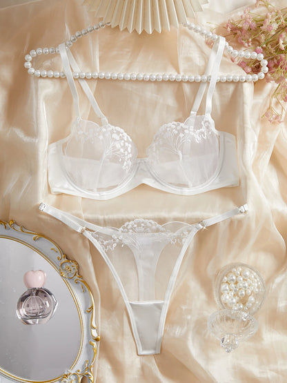 Women's Floral Lace Bustier Lingerie Set