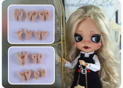 ICY DBS Blyth 1/6 Doll Hand Painted Set Tan Skin Long Eyelash Sleeping Doll Set SD