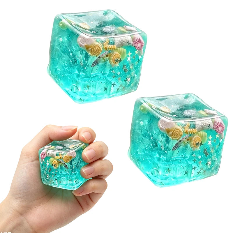 Ocean Shells Squishy Stress Balls Fidget Toy Super Soft Transparent Star Maltose Cubes Squeeze Fidget Toy Adult Stress Relief