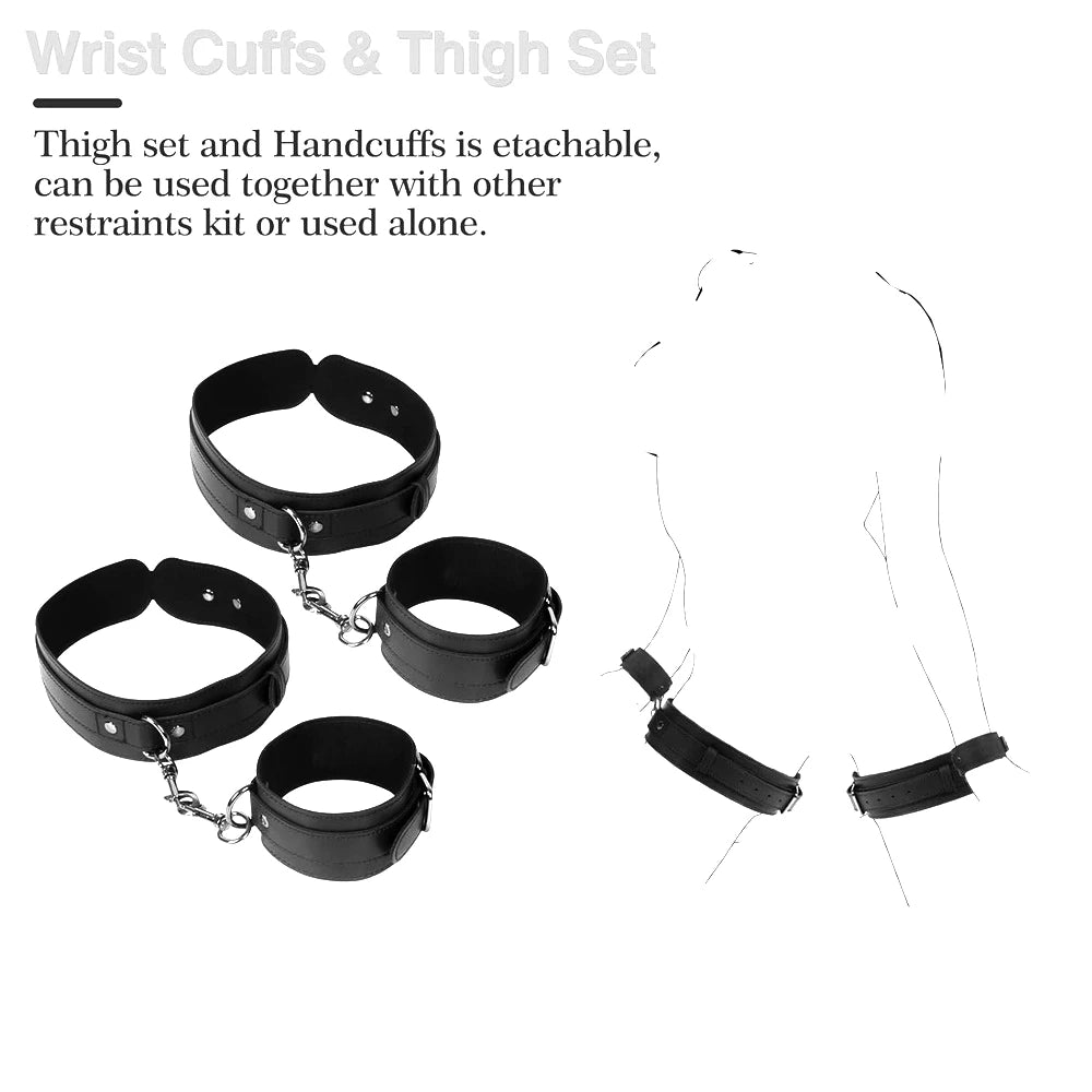 Erotic Toys Kits Adjustable Bondage Reverse Handcuffs Metal Anal Hook Binding Belt Sets Sex Toy For Couples BDSM Adult Toys