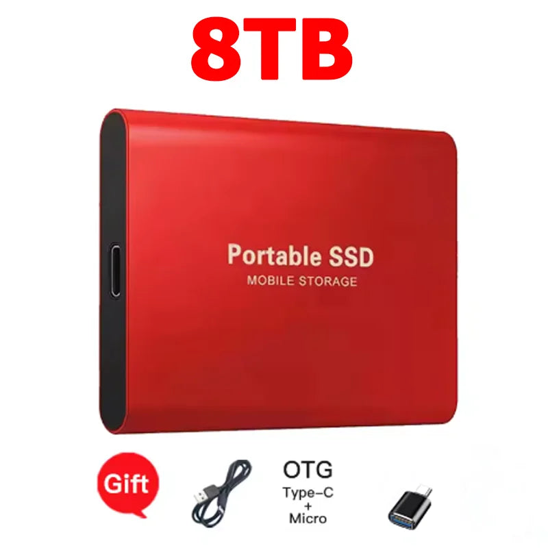 High-speed SSD 1TB Portable External Hard Drive 2TB Solid State Drive 4TB Mass Hard Disk for Laptop Mac PC and Mobile Phone Data