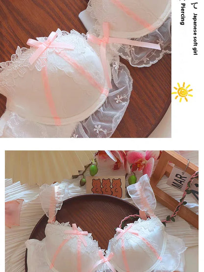 Women's Lace Bow Underwire Bra Set