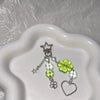 Y2K Lucky Four Leaves Clover Heart Key Ring Green Leaf Star Key Chain Cases for Phone Camera Korean Cute Beaded Couple Keychain