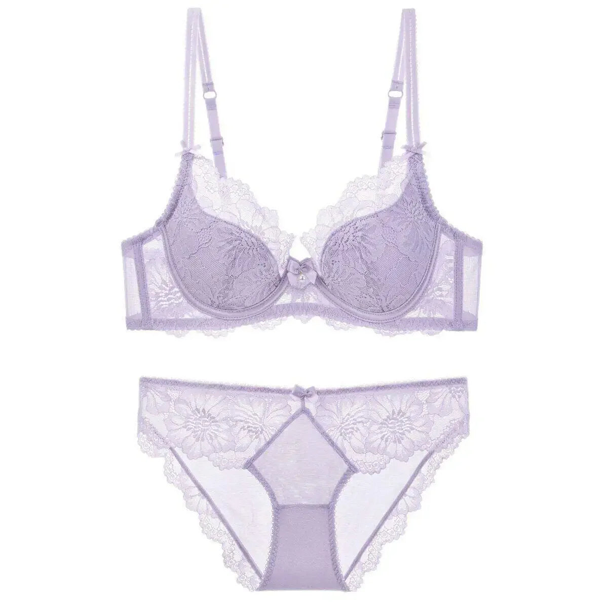 Women's Embroidered Lace Bra Set