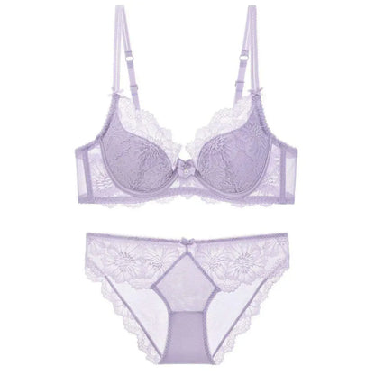 Women's Embroidered Lace Bra Set