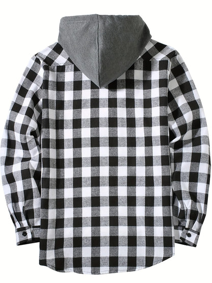 Men's Plaid Hooded Casual Shirt