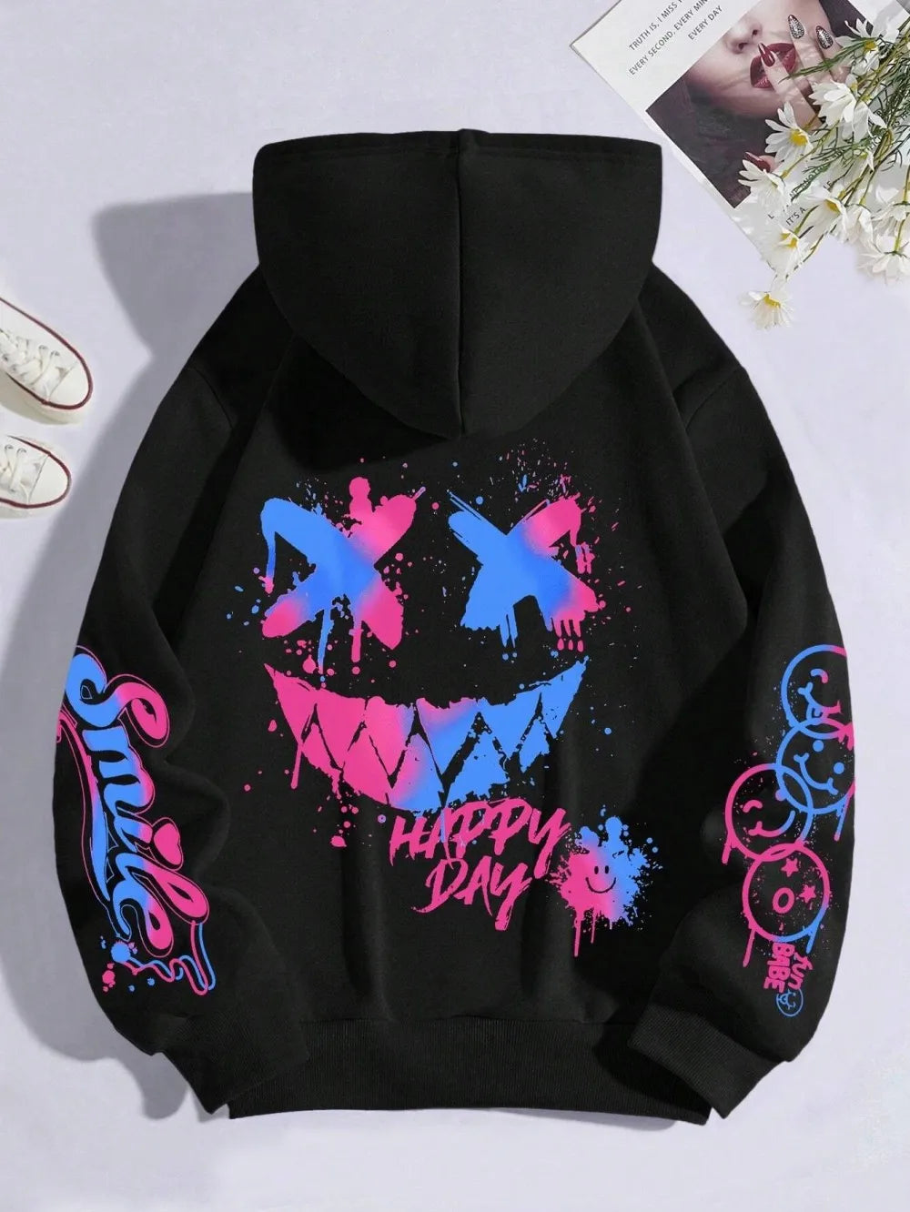 Smiley Graphic Streetwear Hoodie