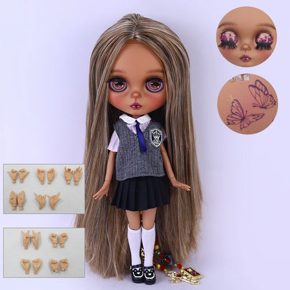 ICY DBS Bryce 1/6 Hand-Painted Doll Set Doll with Black skin, Long Lashes, and Sunspots SD Version
