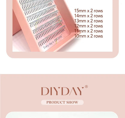 DIYDAY Mixed Glitter Colored Eyelashes Individual Premade Russian Volume Fans Glitter Lashes Extension Wholesale for Makeup