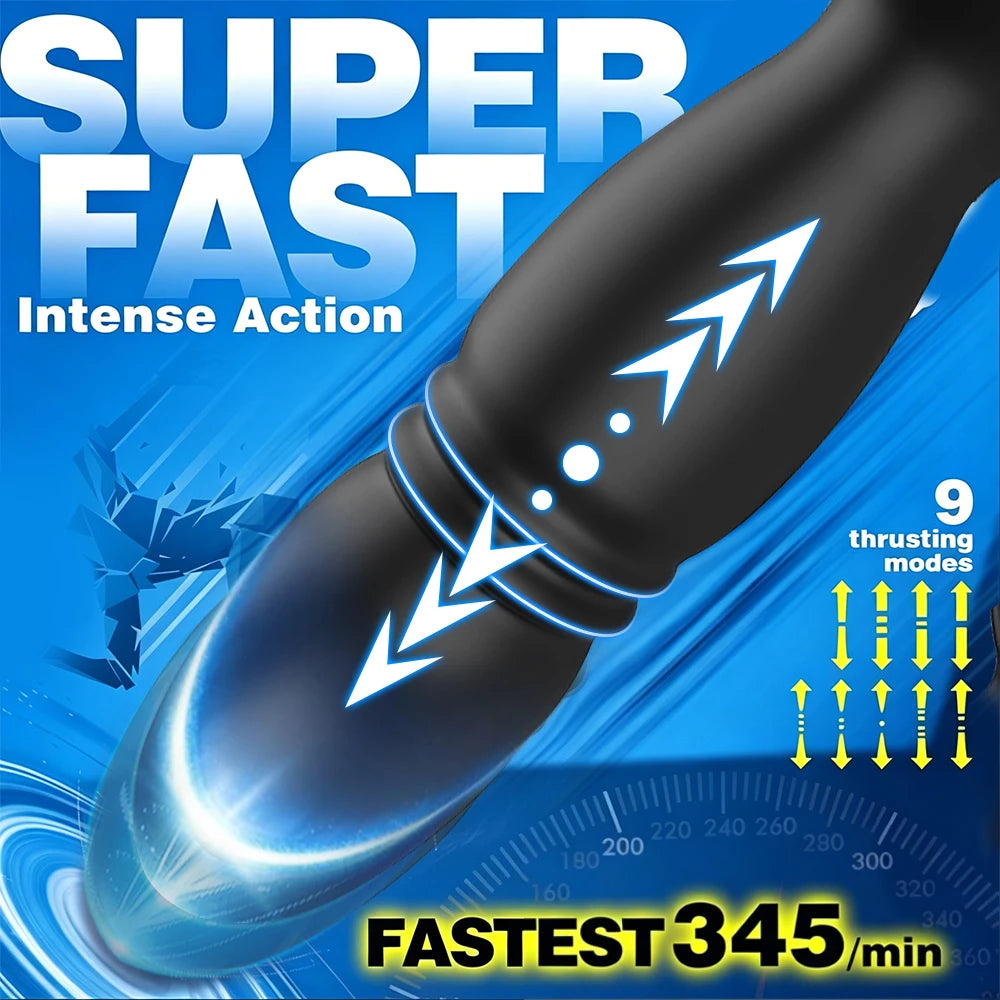 Bluetooth APP Control Thrusting Prostate Massager Vibrator Dual Ring Anal Expander Butt Plug Adult Goods Sex Toy for Men