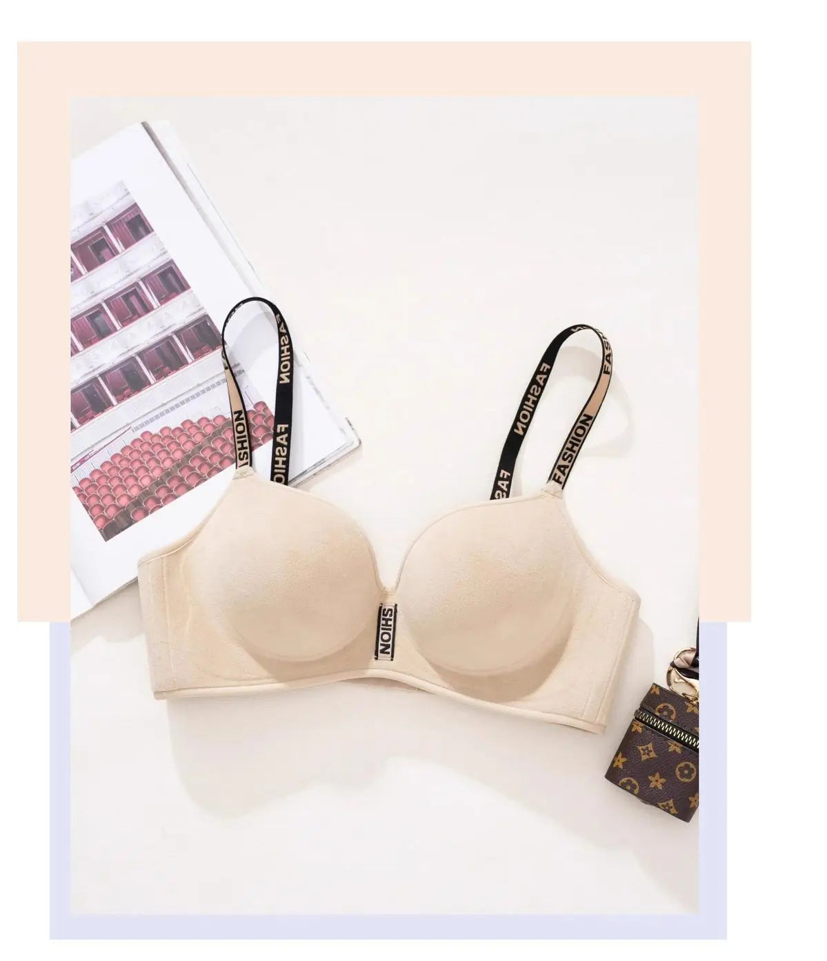 New Red Smooth Push Up Bra for Small Chest, Thickened Seamless Lift, Wireless T-Shirt Bra for A/B Cup
