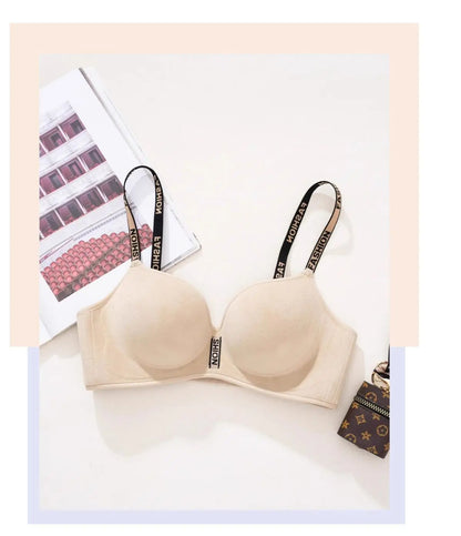 New Red Smooth Push Up Bra for Small Chest, Thickened Seamless Lift, Wireless T-Shirt Bra for A/B Cup