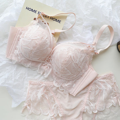Sexy Lace Lingerie Women's Small Breasts Gathered to Show Large Without Steel Ring Underwear Anti-Sagging Breasts Bra