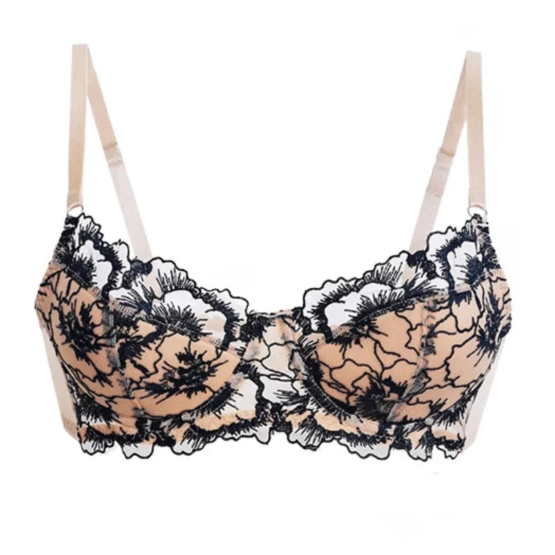 Women's Embroidered Lace Push-Up Bra Set