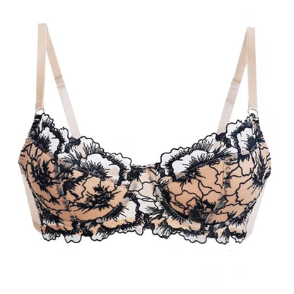 Women's Embroidered Lace Push-Up Bra Set